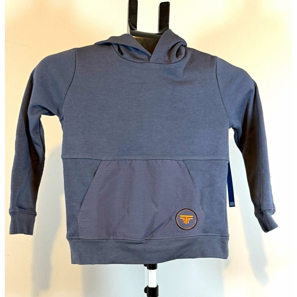 Tahari Boys Gray Pullover Hoodie Long Sleeve Hooded Pockets Logo Size 5